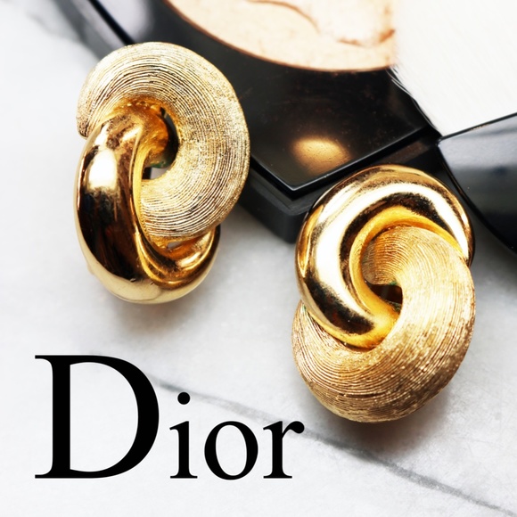 Vintage Christian Dior Gold Earrings - Picture 1 of 14